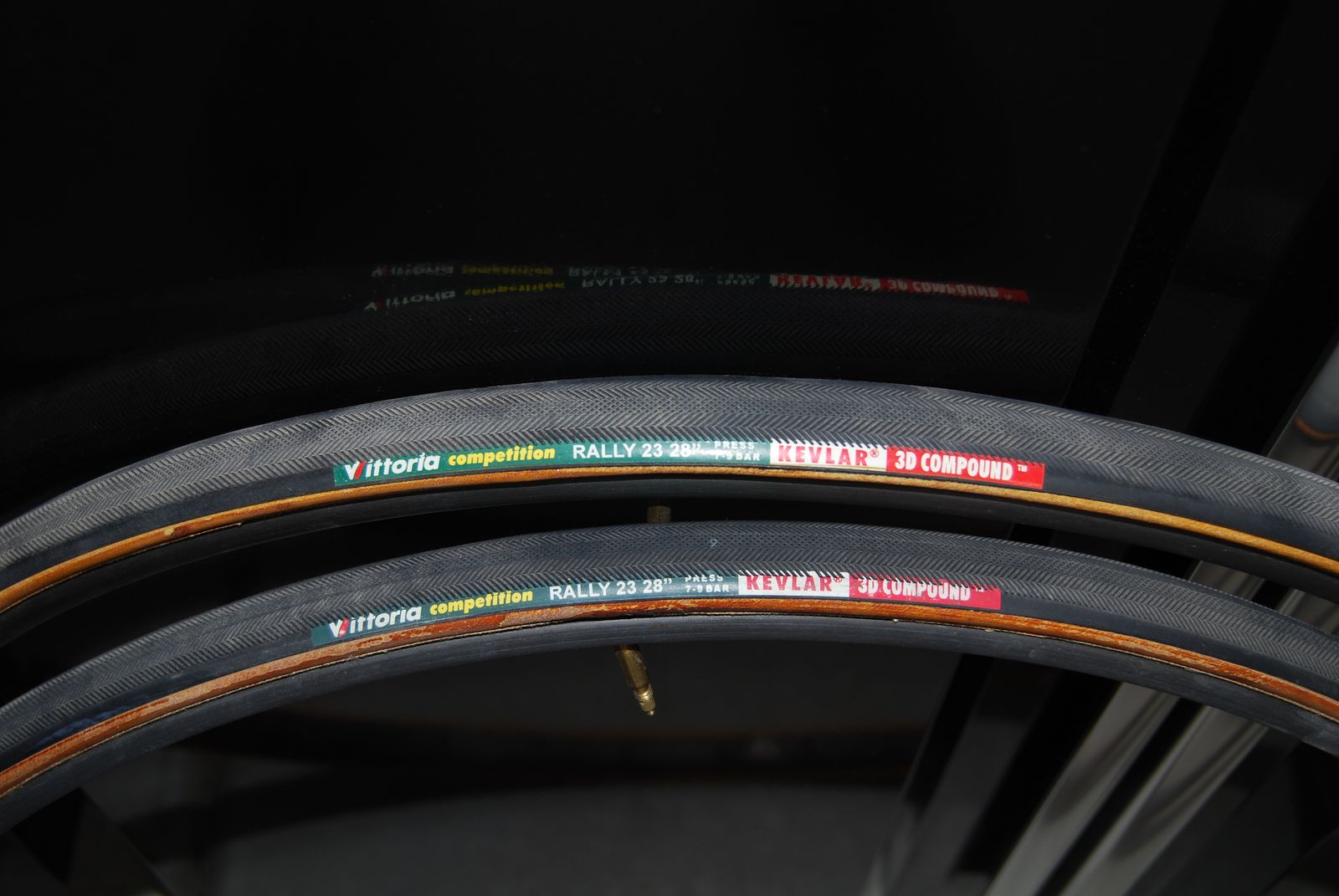 Pair of Vittoria Rally sew up tubular tires 1 never mounted, 1 some glue traces.