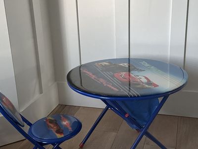 Disney Pixar Cars Kids Foldable Round Table and Chair Set - Blue, Lightning McQueen