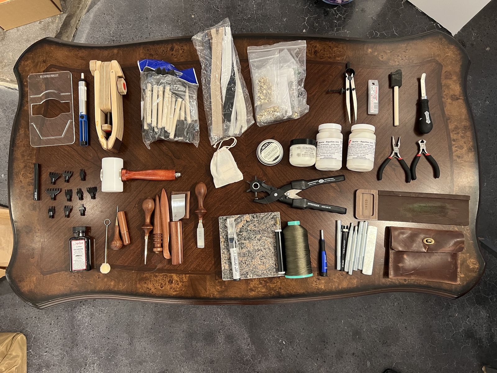 Leather Working Tools w/Bag and Chrome Leather