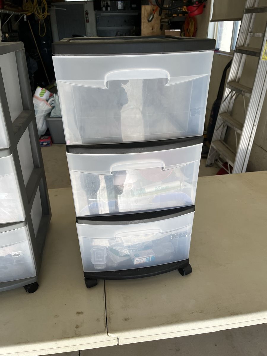 Sterilite 3-Drawer Wide Cart with Casters - Clear/Black Storage Organizer
