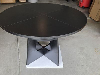 NEW! Round Black Wood Dining Table - Modern Design, w/Adjustable Feet, Seats 4-6 People