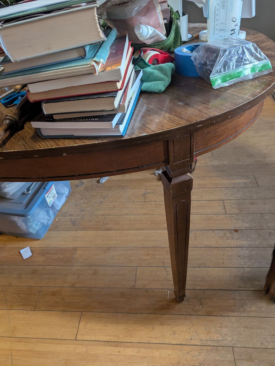 Vintage wood table and China Hutch