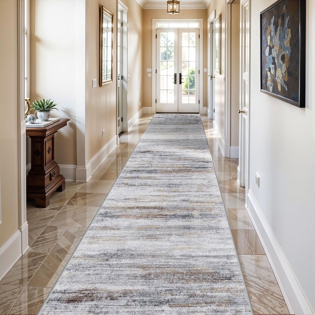 New! 2'6''x10' Washable Runner Rugs for Hallway: Easy-to-Clean Abstract Runners for Entryway Bedroom - Stain and Water Resistant