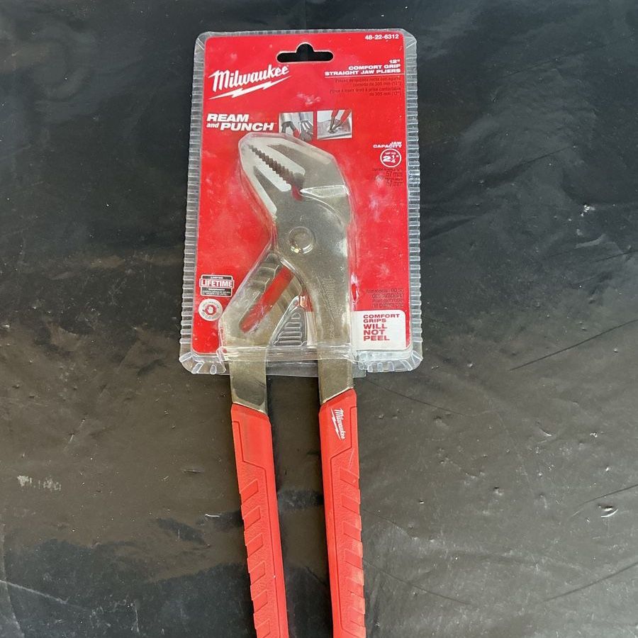 Milwaukee 48-22-6312 12" Comfort Grip Straight Jaw Pliers with Ream and Punch