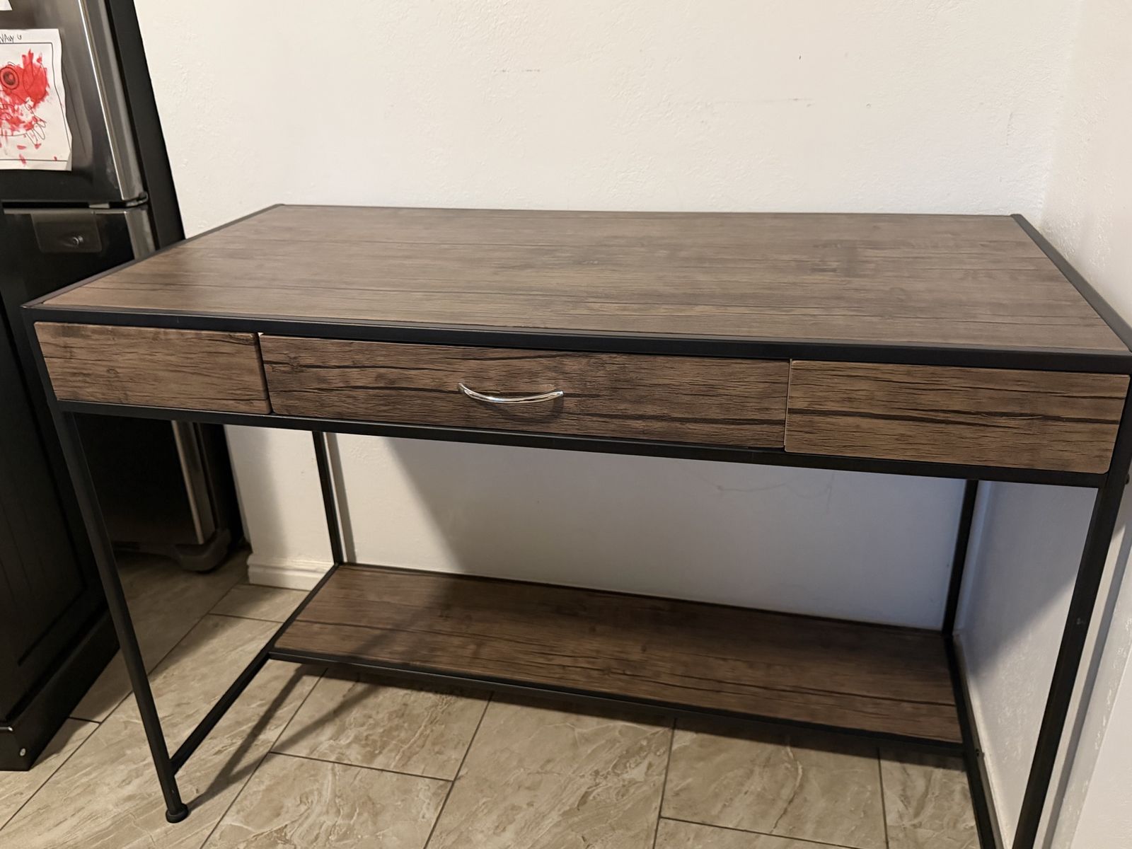 Wooden Desk with a drawer and Lower Storage Shelf