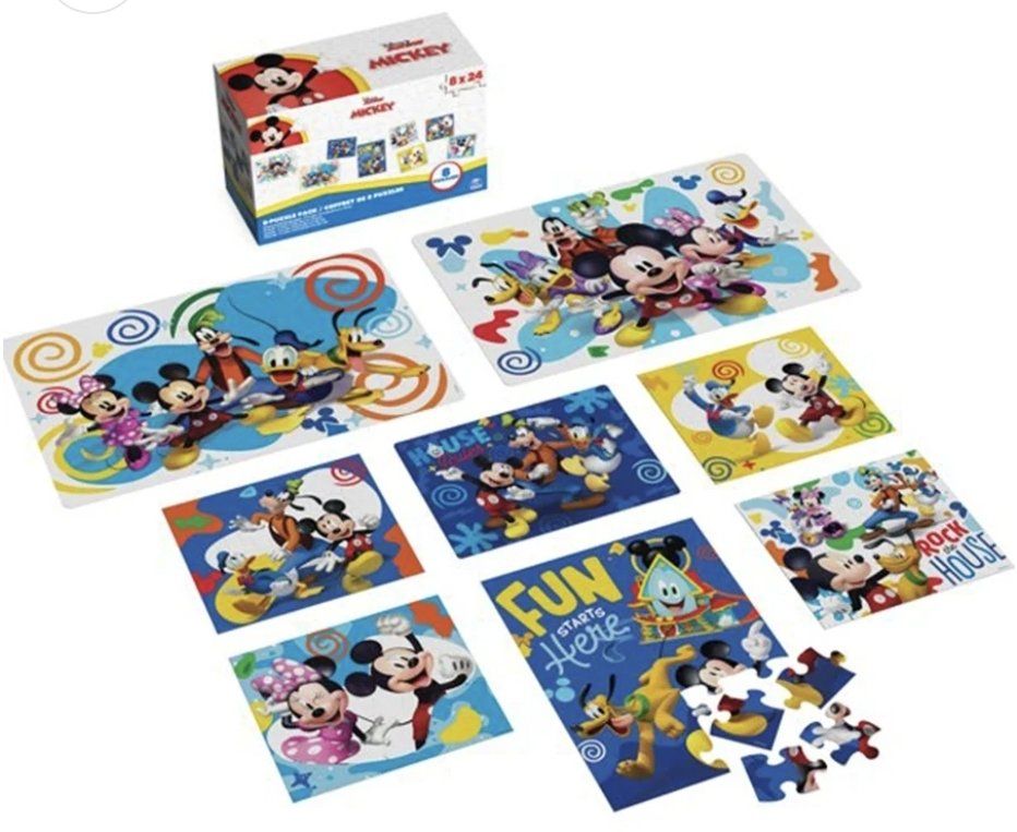 New! Disney Junior Mickey Mouse 8-PUZZLE Bundle 24 pieces per puzzle difference sizes!