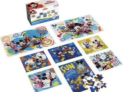 New! Disney Junior Mickey Mouse 8-PUZZLE Bundle 24 pieces per puzzle difference sizes!