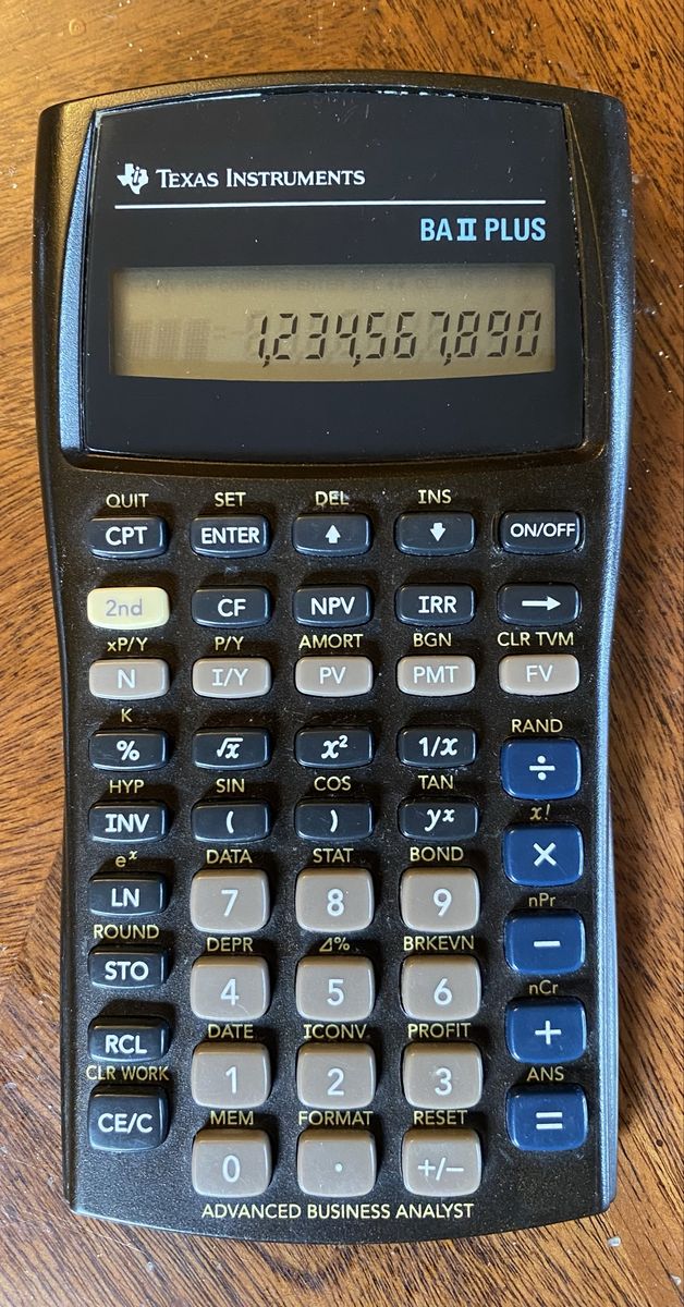 TI-BAII Plus business and financial calculator