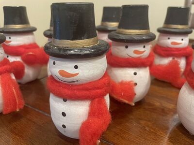Lot Of 9 New Painted Wood Nordic Snowmen