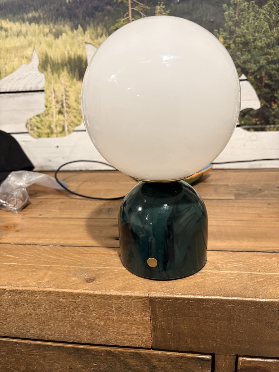 Modern Green Ceramic & White Globe Table Lamp - Stylish Home Lighting Decor