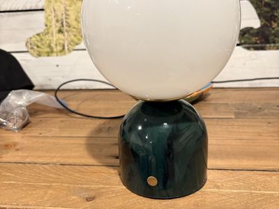 Modern Green Ceramic & White Globe Table Lamp - Stylish Home Lighting Decor