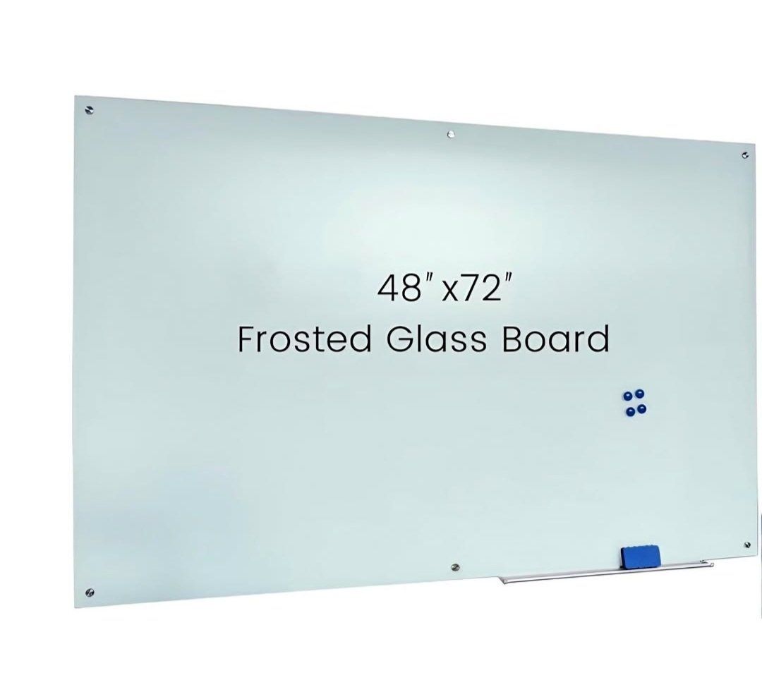 Frosted Magnetic White Board – 72 x 48 Inches Dry Erase Glass Whiteboard for Wall, Large Wall Mounted Glass Board for Display, S