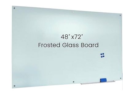 Frosted Magnetic White Board – 72 x 48 Inches Dry Erase Glass Whiteboard for Wall, Large Wall Mounted Glass Board for Display, S