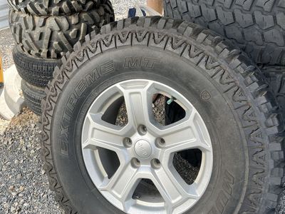 35x12.50R17 LT M/T Tires on Jeep Wheels – Set of 5