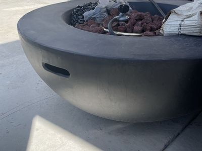 Outdoor Gas Fire Pit Bowl - Black with Lava Rocks