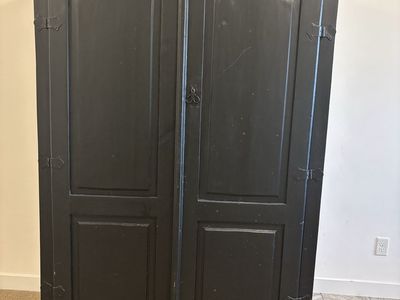 Black Armoire/Cabinet - Wooden Storage Unit with Shelves