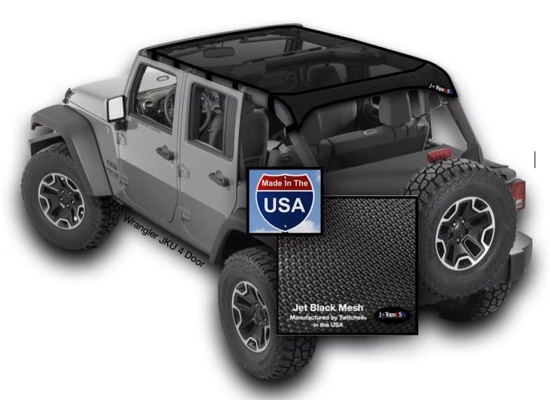 Jeep Wrangler JK 4 door mesh sun shade top & rear cargo cover