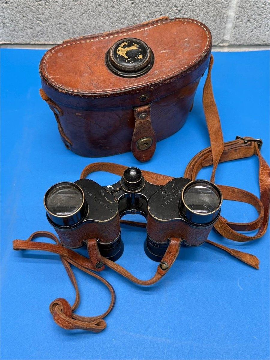 ANTIQUE MILITARY BAUSCH LOMB BINOCULARS W/CASE