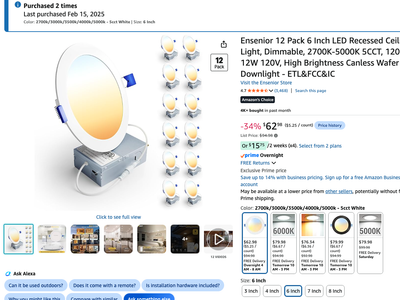 LED Recessed Ceiling Lights — 6" Wafer Downlights, Qty 8 — $25 for all 8