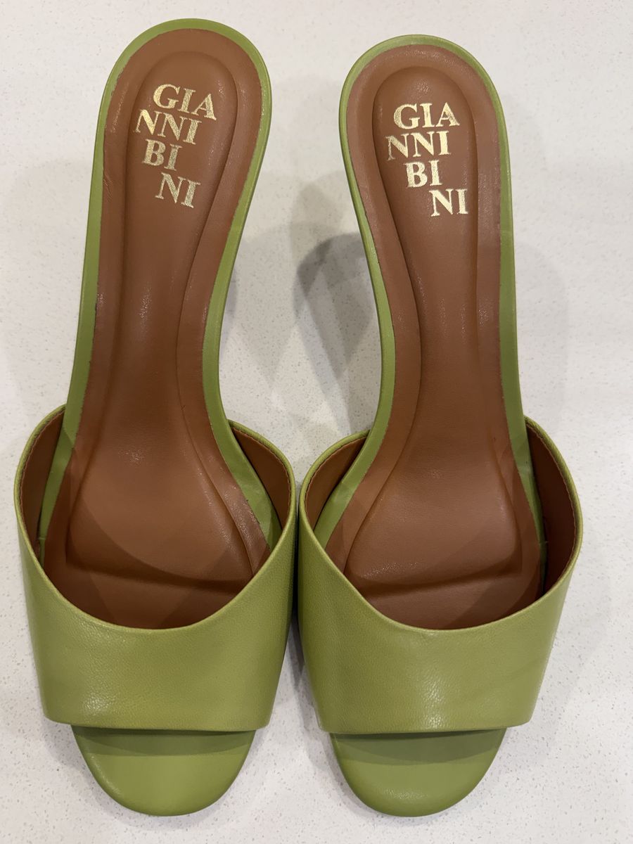 Green Gianni Bini Reaves Leather Slide Sandal