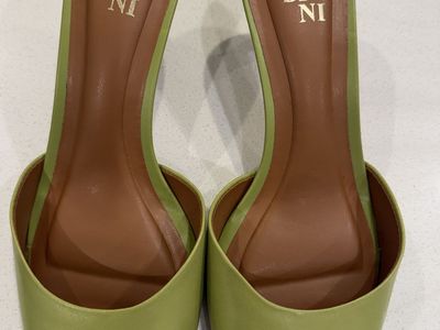 Green Gianni Bini Reaves Leather Slide Sandal