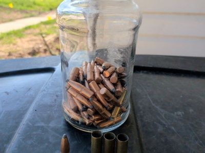 Ammunition Jar - bullets all same size and spent casings between 38 and 357