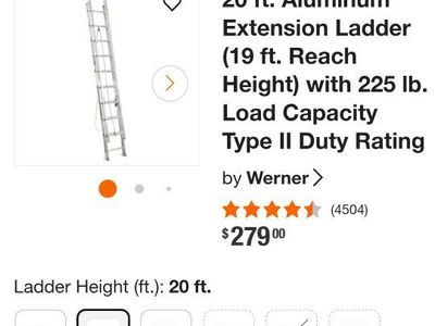 20 ft. Aluminum Extension Ladder (19 ft. Reach Height)