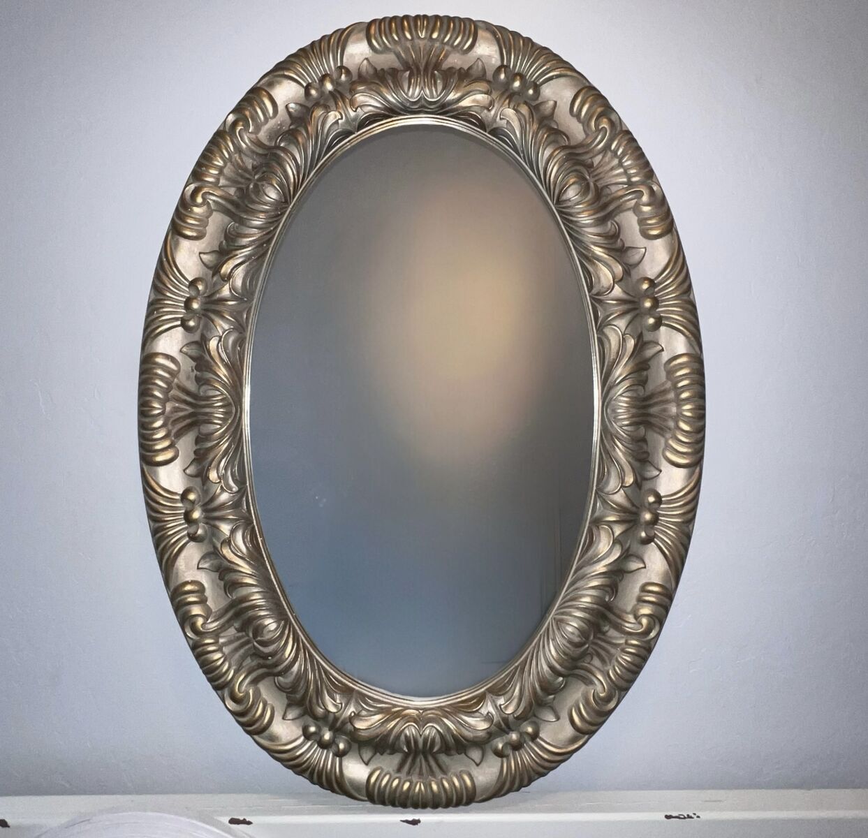RARE Late 70's or Early 80's Large Vintage Home Interiors Gold Ornate Oval Mirror - 36.5" x 26"