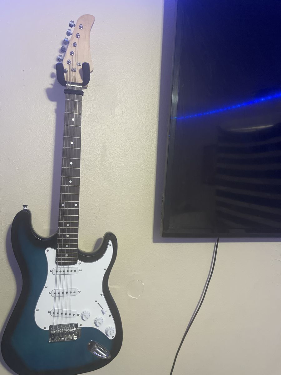 Unbranded Strat-Style Electric Guitar - Blue Burst, White Pickguard