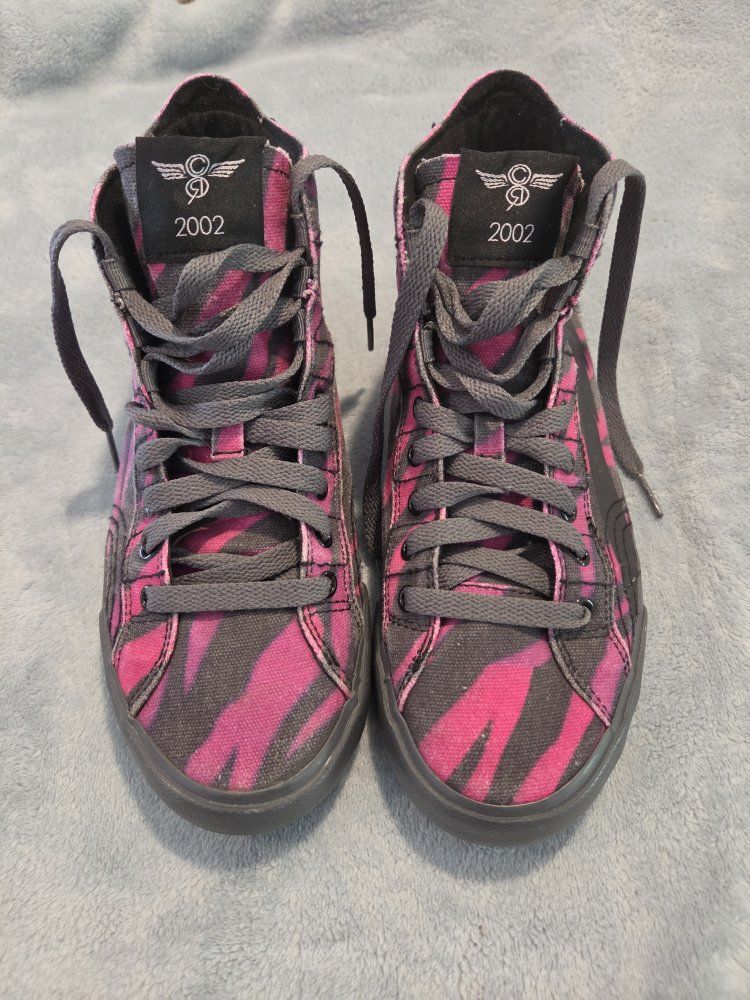 Creative Recreation Pink & Black Zebra Print High Top Sneakers Size 6