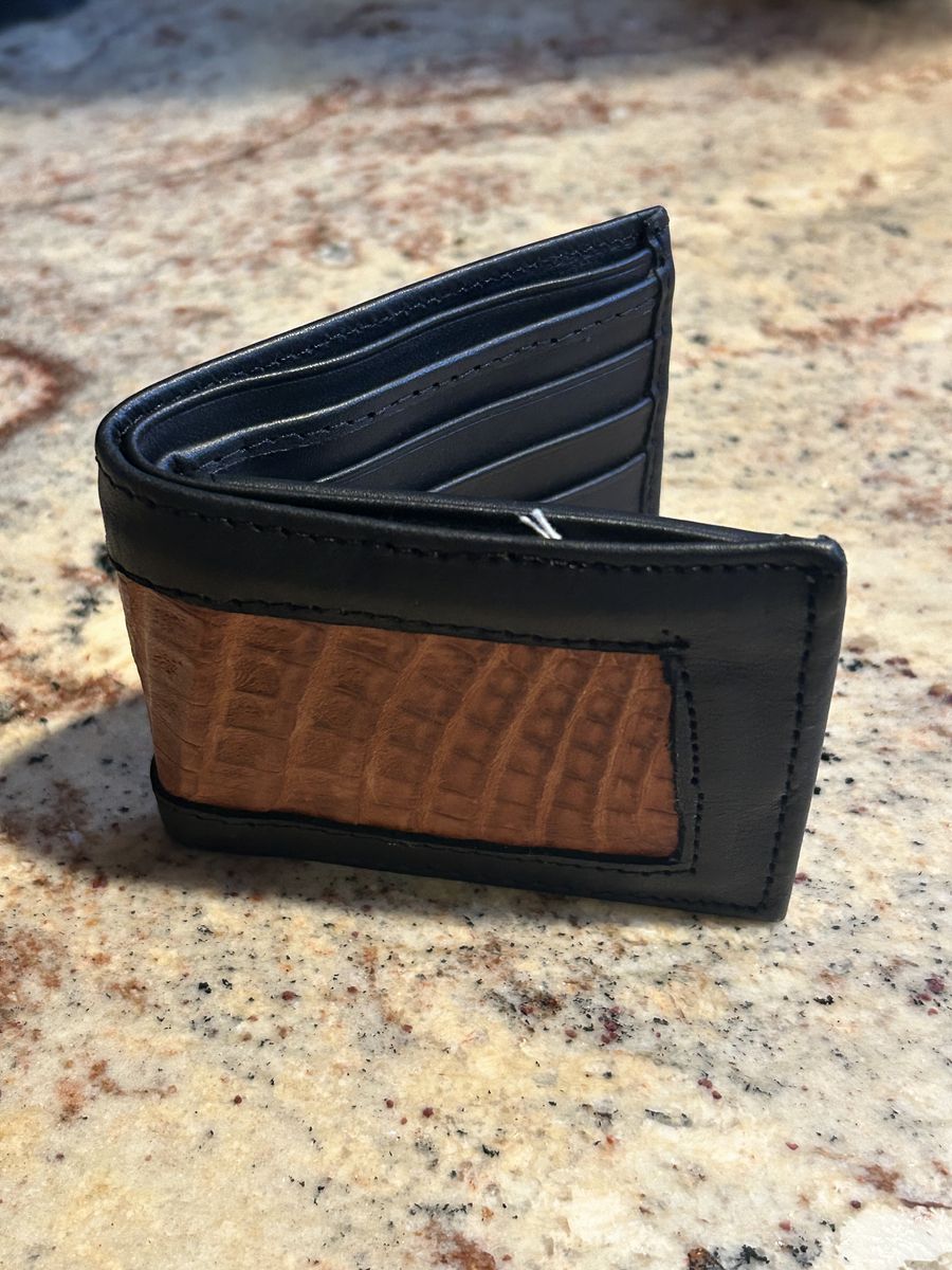 Caiman and Leather Wallet