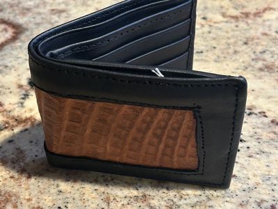 Caiman and Leather Wallet