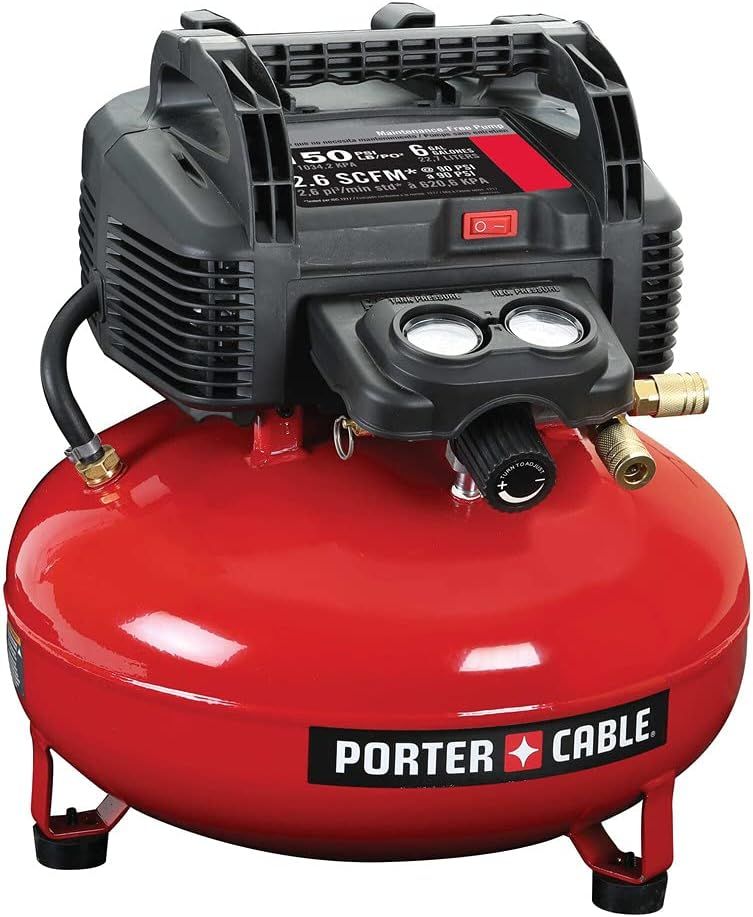 PORTER-CABLE Portable Air Compressor, 6 Gallon, 150Max PSI, Oil-Free Maintenance-Free, 2.6CFM@90PSI