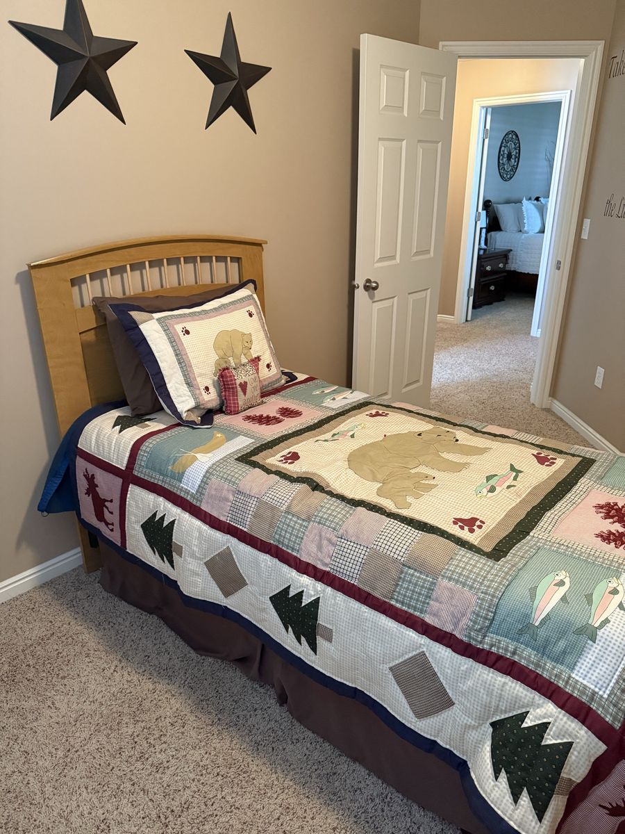 Twin Bed headboard & frame with twin mattress & box spring