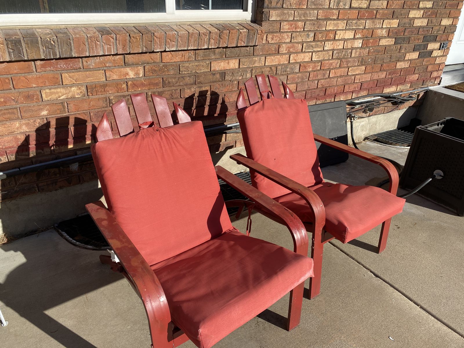 Red metal out door chairs