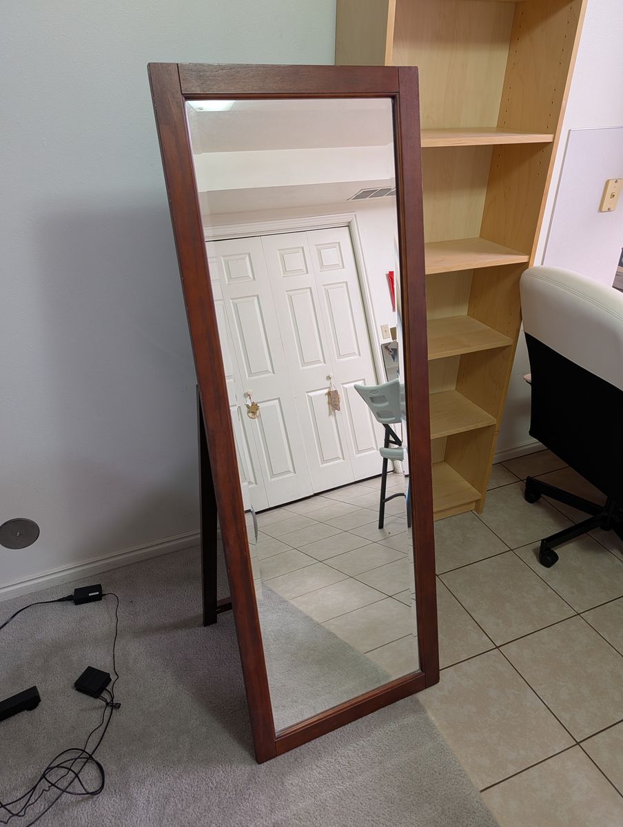 Dark Wood Freestanding Full-Length Mirror