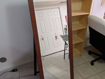 Dark Wood Freestanding Full-Length Mirror