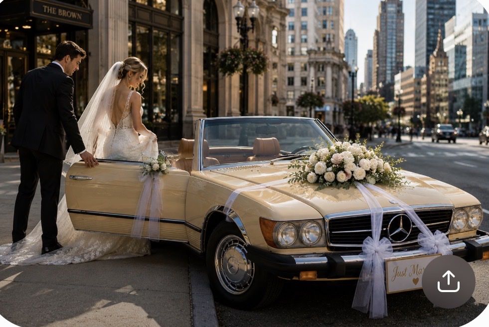 For rent 1980 Mercedes-Benz convertible for private events, weddings, photographs, etc.