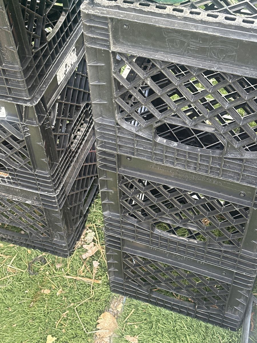 Black Plastic Milk Crates - Durable Storage & Transport