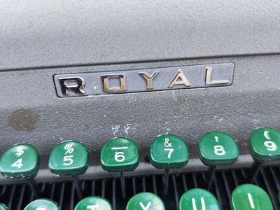 Vintage Royal Aristocrat Portable Typewriter with Green Keys, Hard Case, and Original Manual