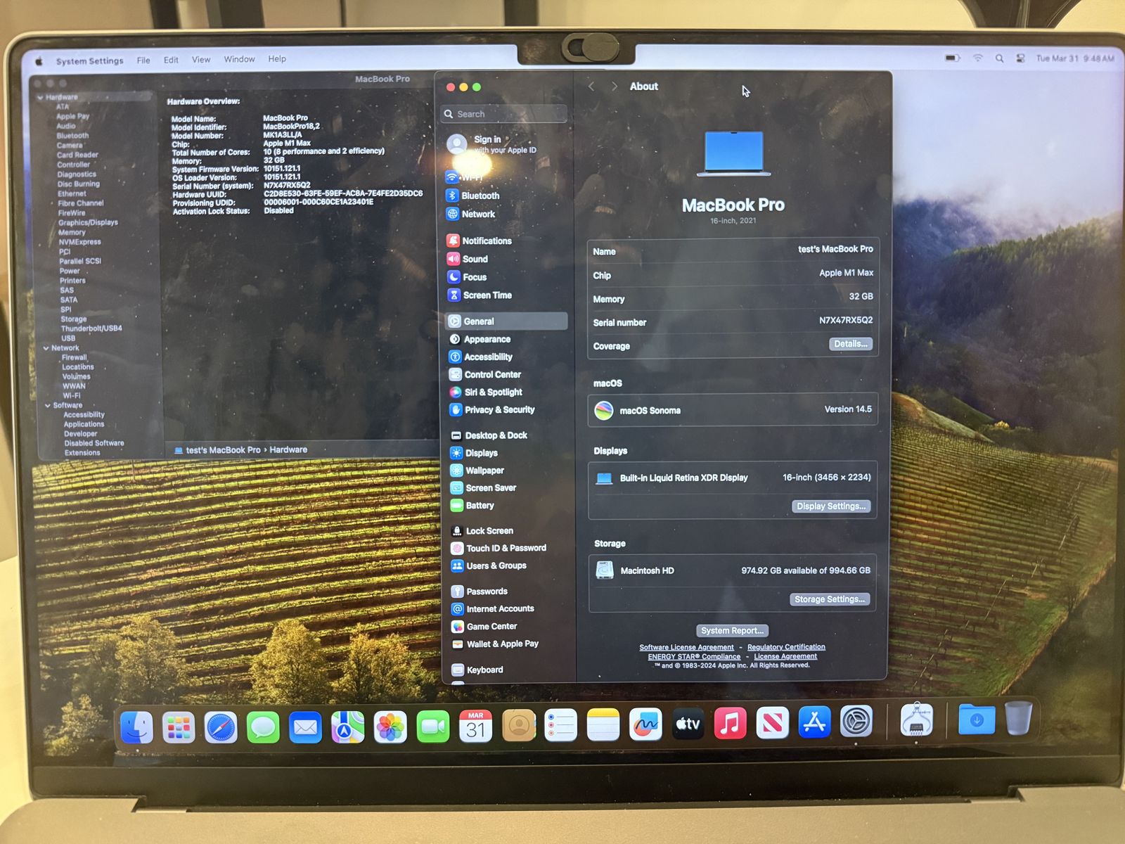 Macbook Pro 16-inch 2021 - Apply M1 Max Chip, 32 GB Memory, 1TB Storage