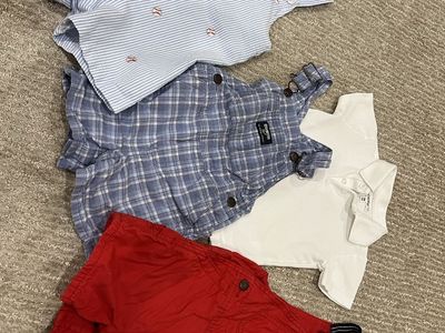 OshKosh B'gosh Baby Boy's Romper & Overalls Lot Size 18M with Bodysuits & Tee, 10 Pieces