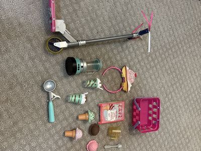 Pink Doll Scooter with Ice Cream Shop Playset & Accessories for 18-inch Dolls