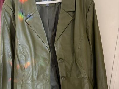 Olive Green leather Blazer