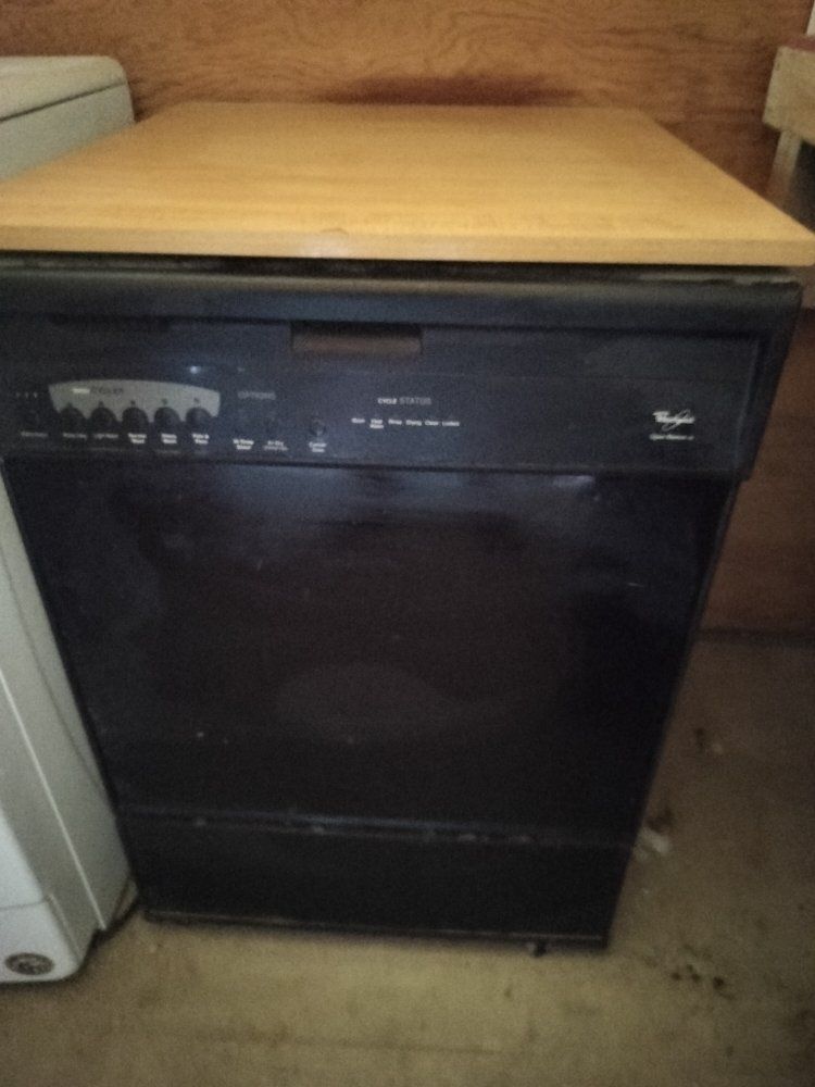 Whirlpool Portable Dishwasher - Black with Wood Butcher Block Top