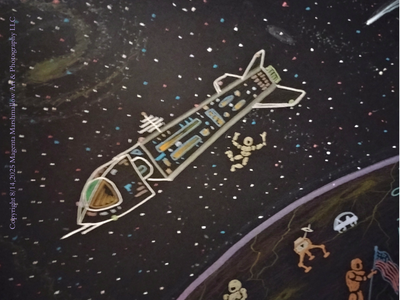 Outer spaceship. Stretched canvas print.