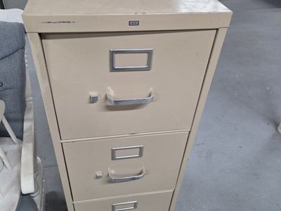 Vintage HON 4-Drawer Vertical Filing Cabinet - Tan Metal, Office Storage
