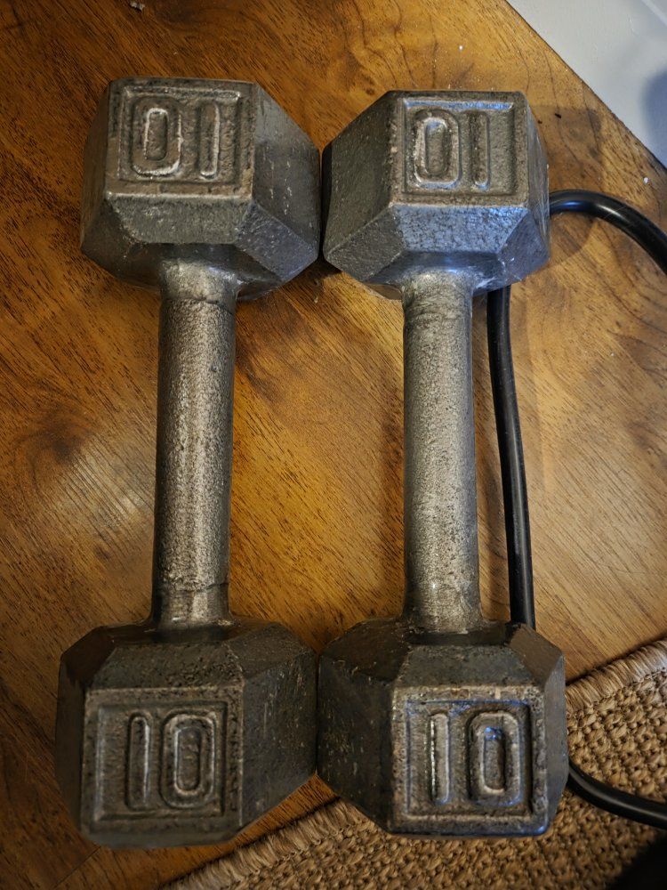 Cast Iron Hex Dumbbell Pairs - 10 lbs & 12 lbs Sets