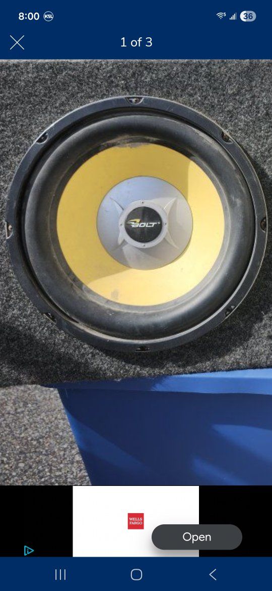 brand new 12" infinity subwoofer with new 1000.2 amp combo