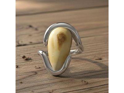 Sterling Silver Ladies Elk Ivory Bypass Ring - Custom Made